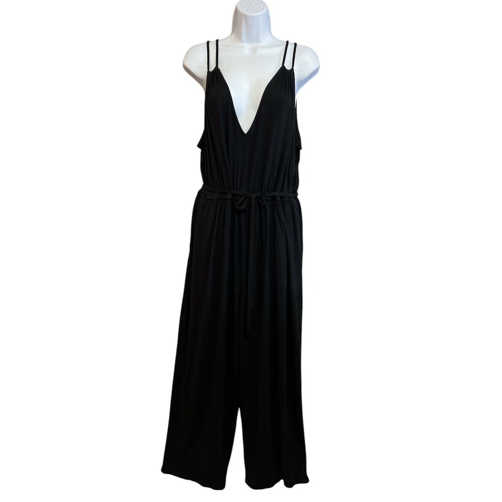OLD NAVY WOMEN Sleeveless Double-Strap Ankle-Length Jumpsuit 2X Black
